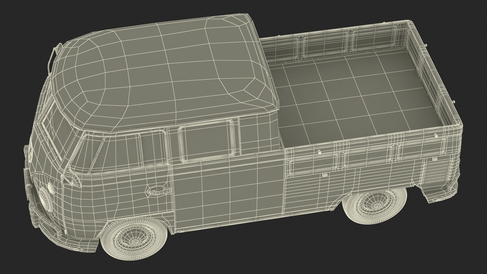 3D model Classic Volkswagen Type 2 Pickup Truck Rigged