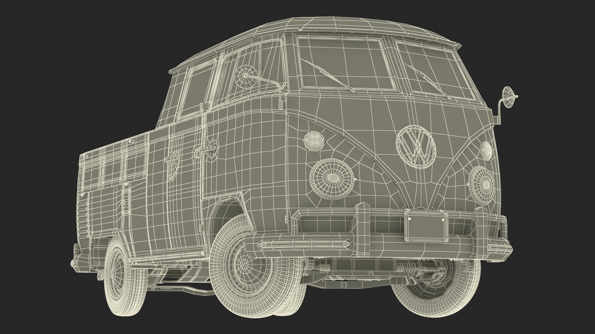 3D model Classic Volkswagen Type 2 Pickup Truck Rigged