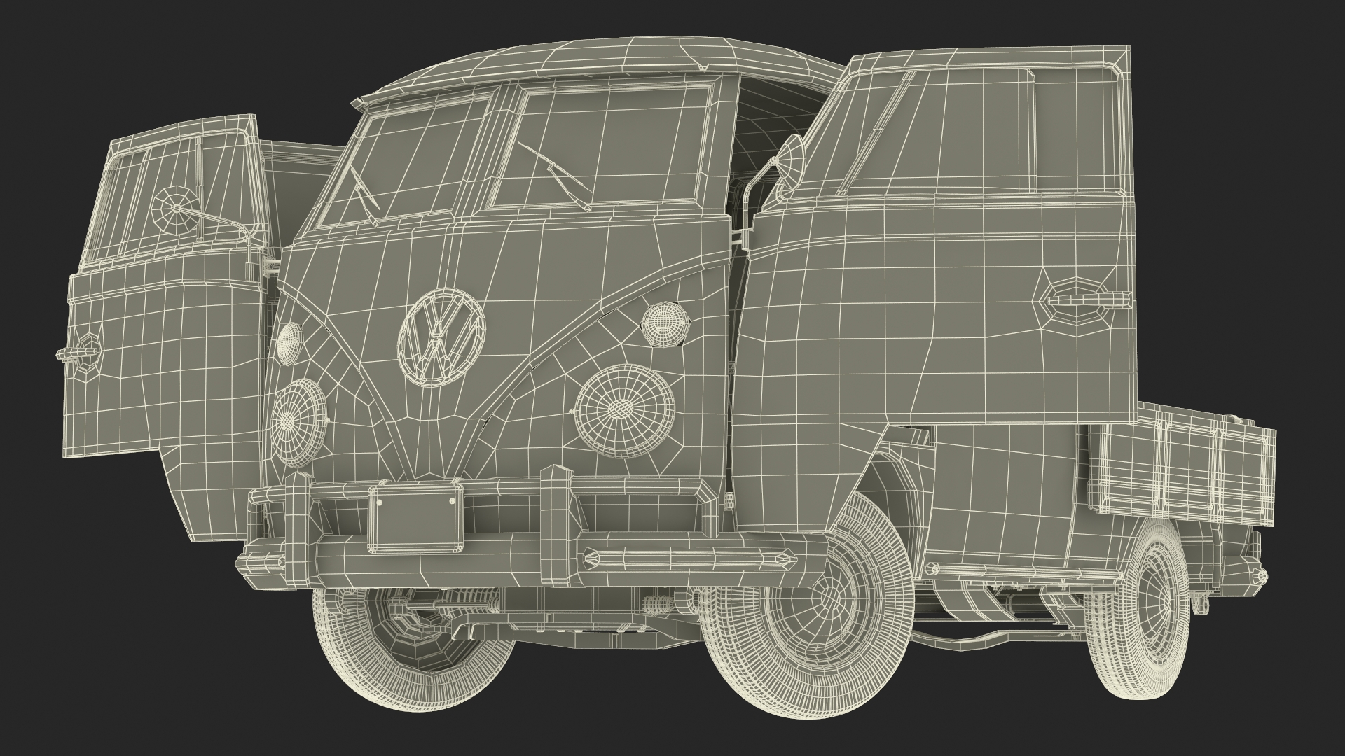 3D model Classic Volkswagen Type 2 Pickup Truck Rigged