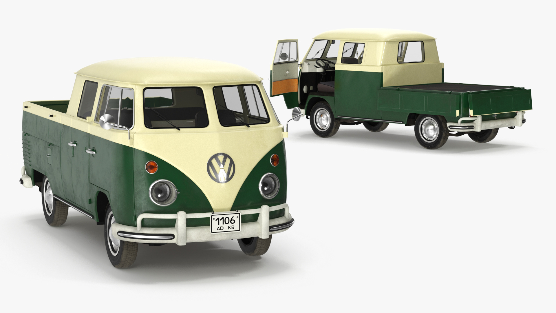 3D model Classic Volkswagen Type 2 Pickup Truck Rigged