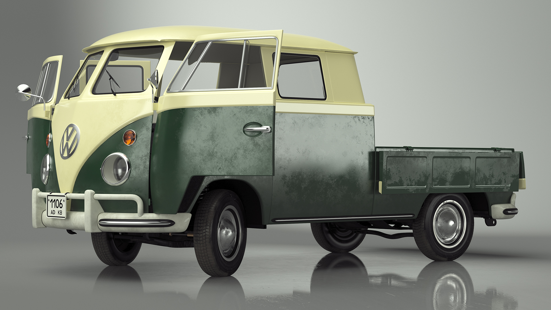 3D model Classic Volkswagen Type 2 Pickup Truck Rigged