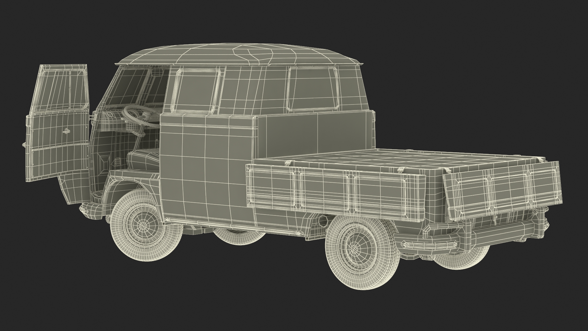 3D model Classic Volkswagen Type 2 Pickup Truck Rigged