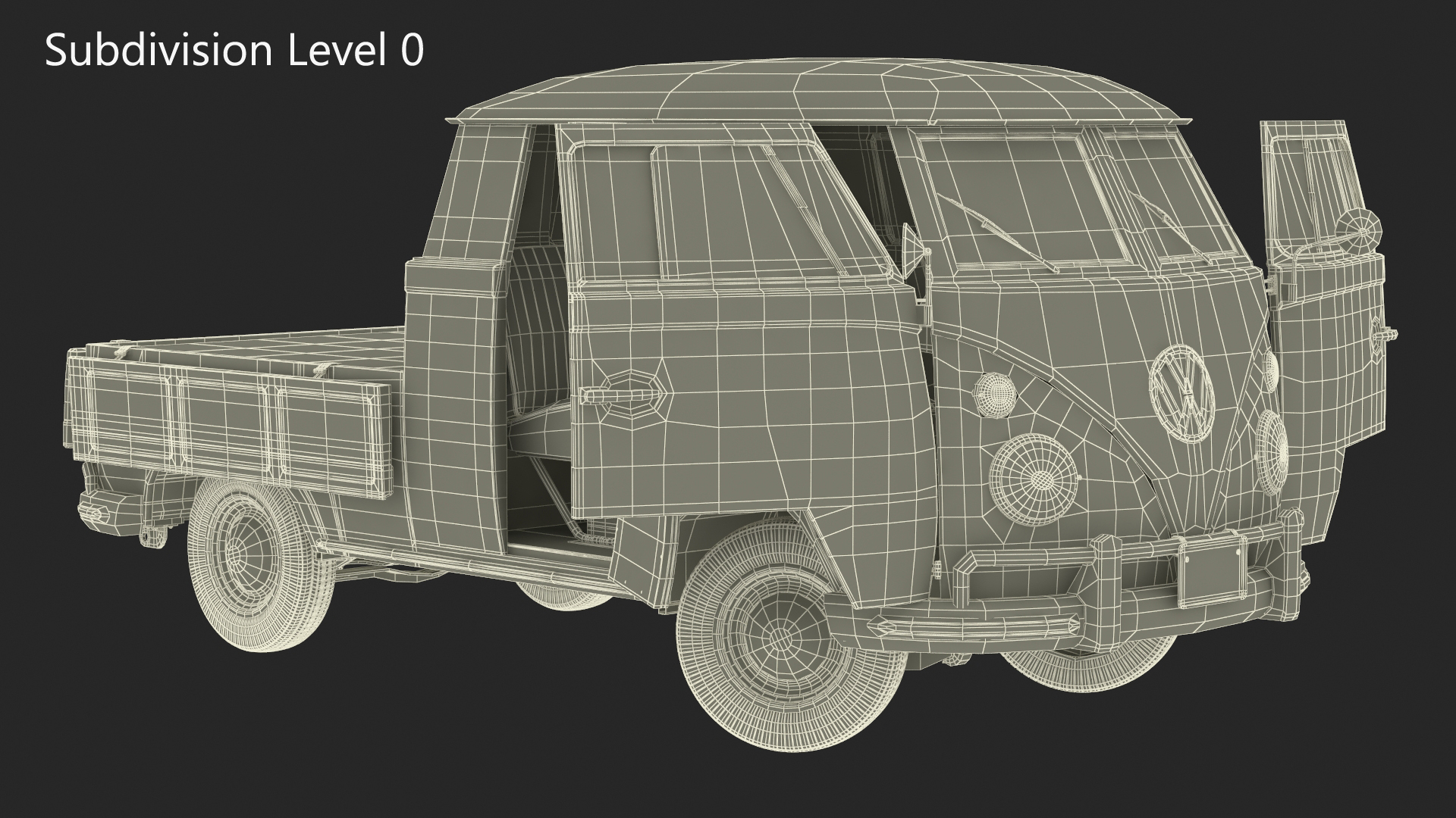 3D model Classic Volkswagen Type 2 Pickup Truck Rigged