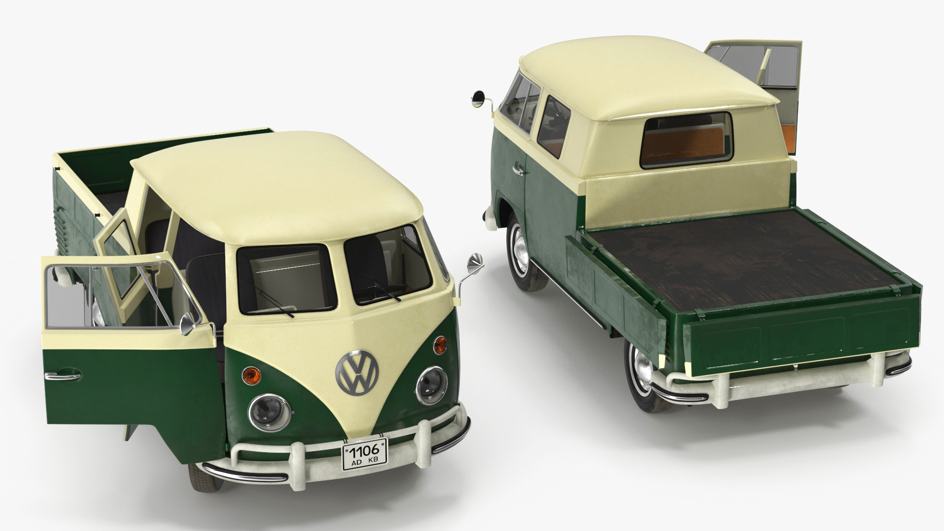 3D model Classic Volkswagen Type 2 Pickup Truck Rigged