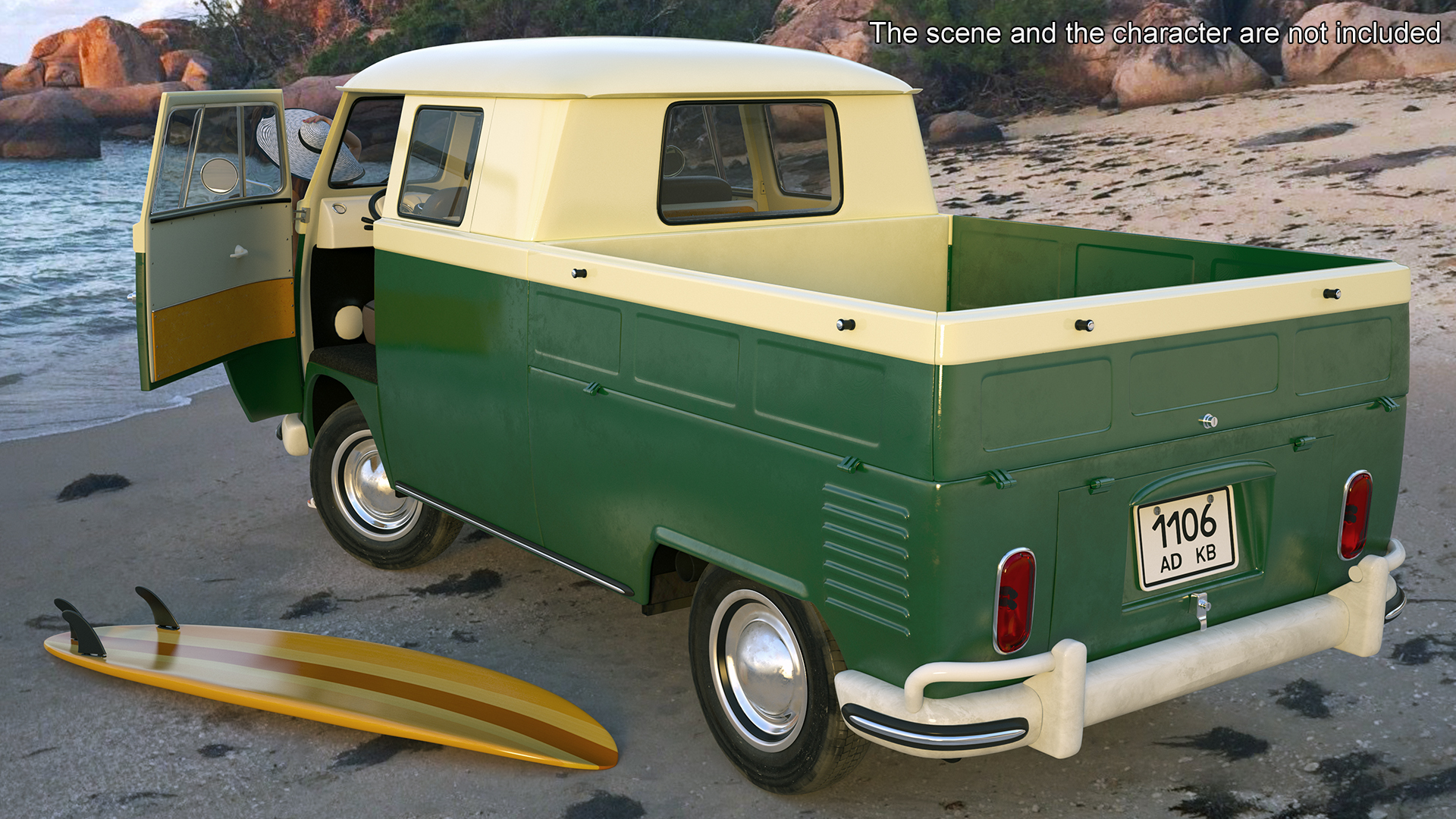3D model Classic Volkswagen Type 2 Pickup Truck Rigged