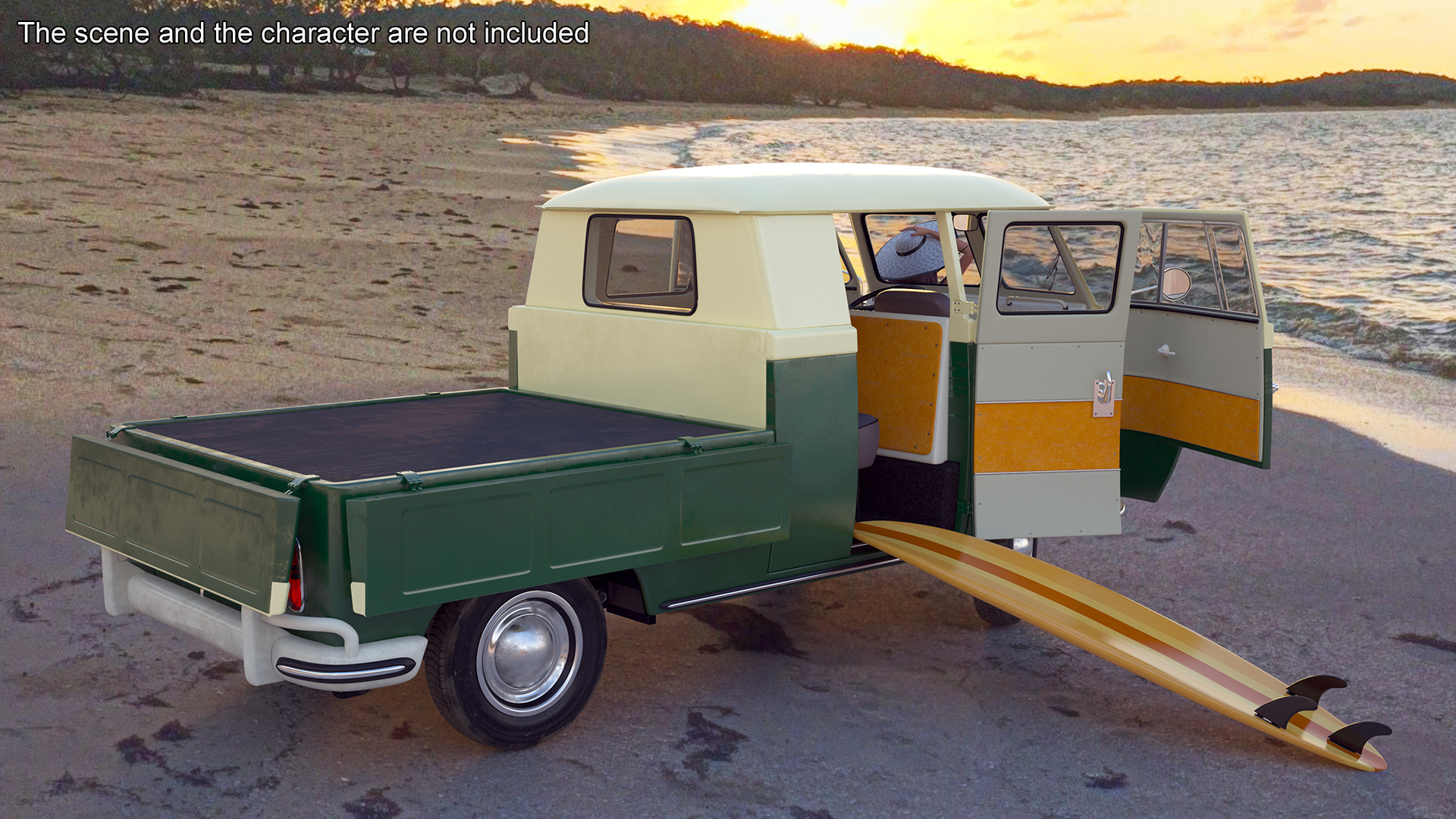 3D model Classic Volkswagen Type 2 Pickup Truck Rigged