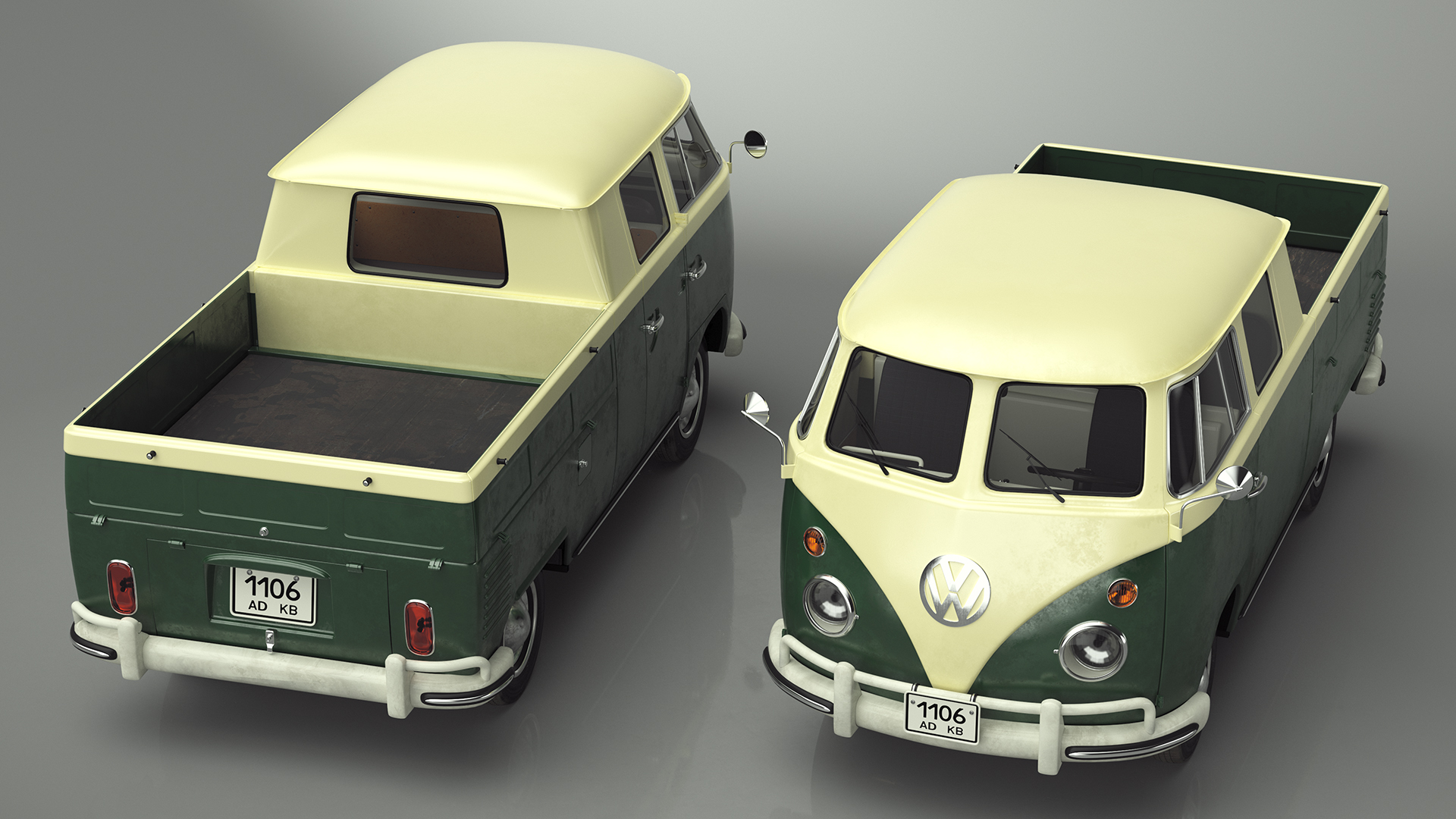 3D model Classic Volkswagen Type 2 Pickup Truck Rigged