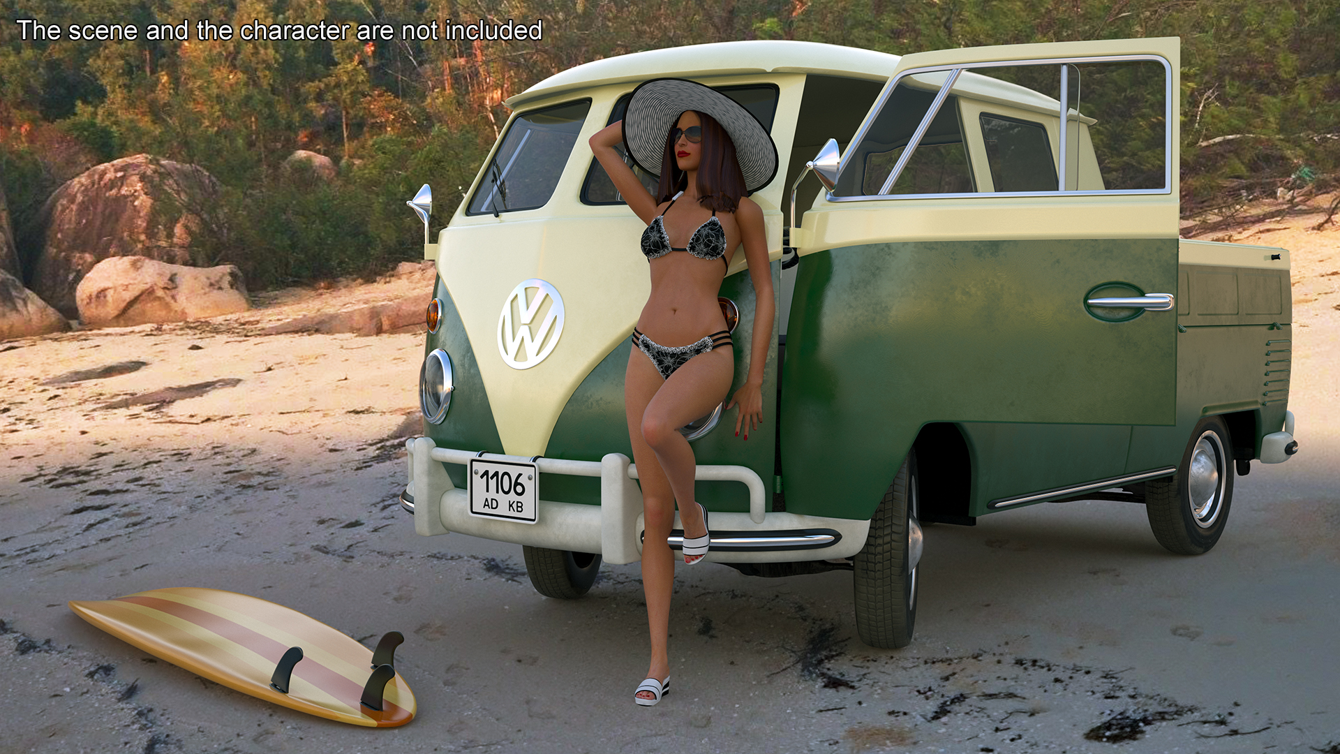 3D model Classic Volkswagen Type 2 Pickup Truck Rigged