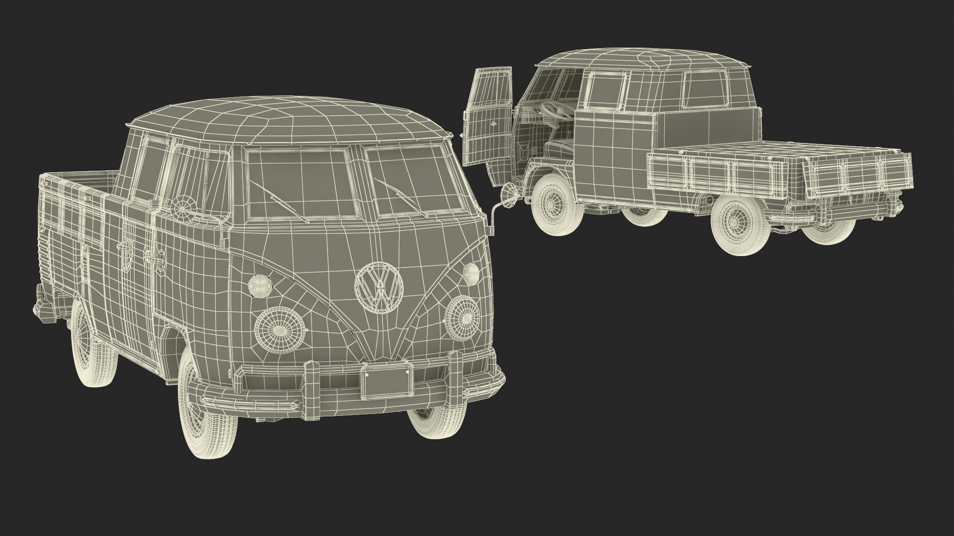3D model Classic Volkswagen Type 2 Pickup Truck Rigged