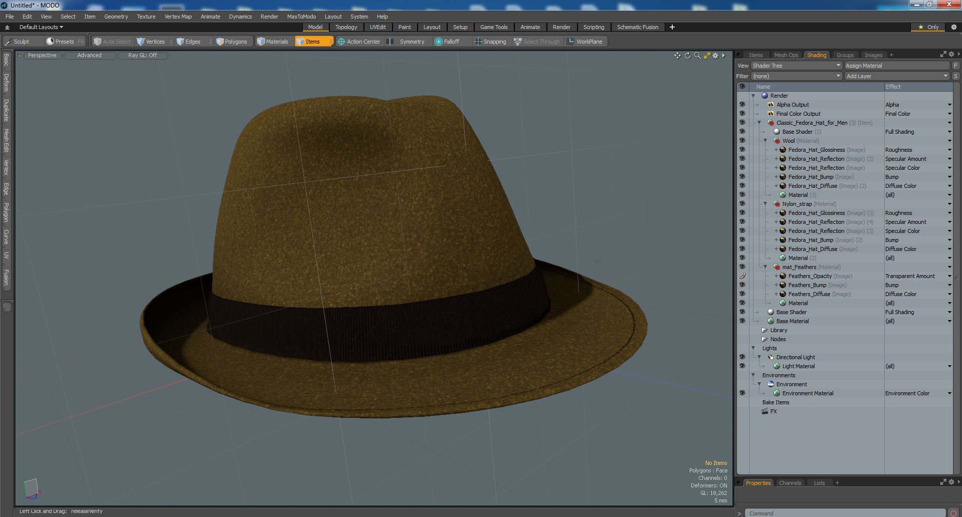 3D Classic Fedora Hat for Men