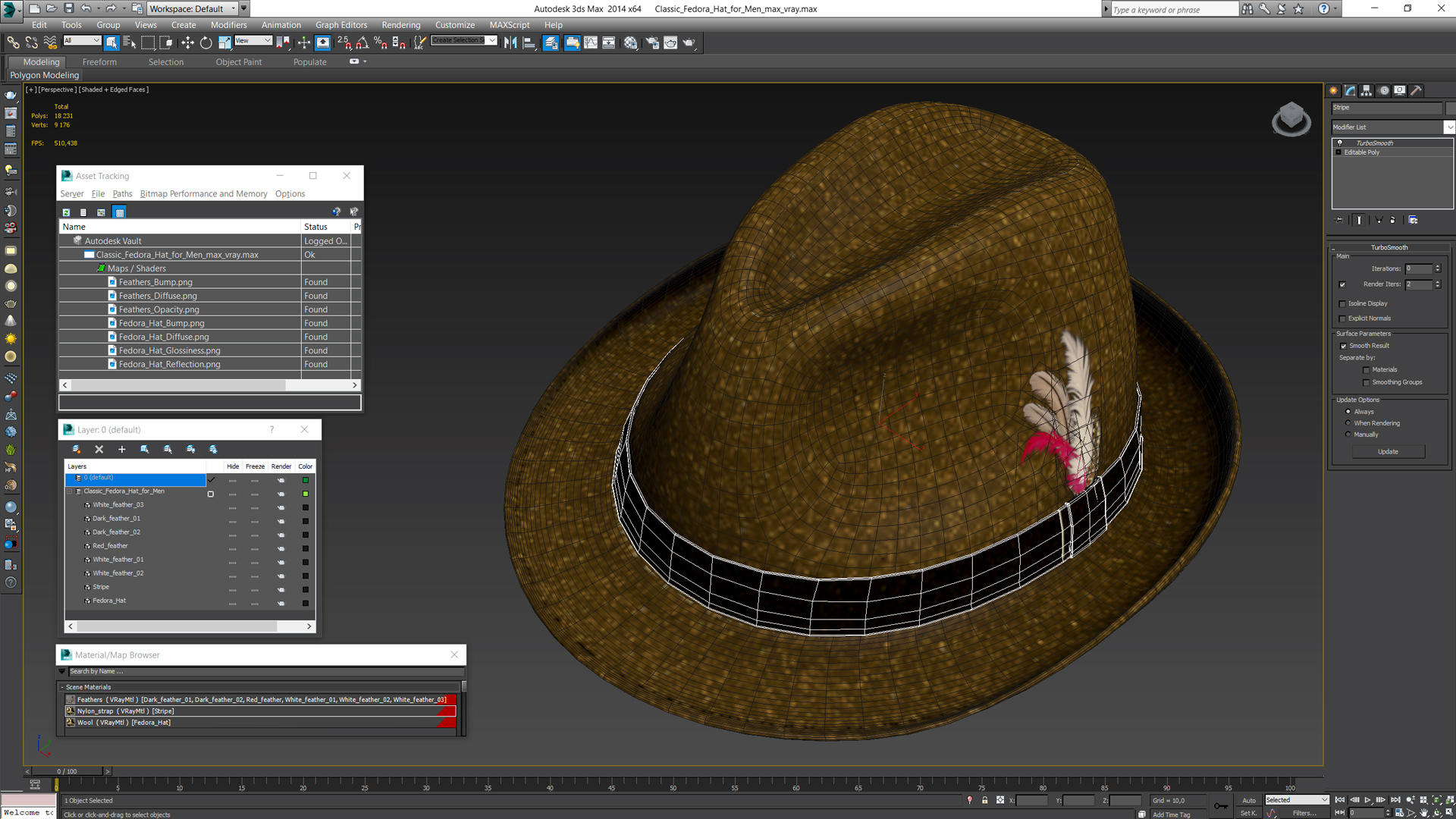 3D Classic Fedora Hat for Men