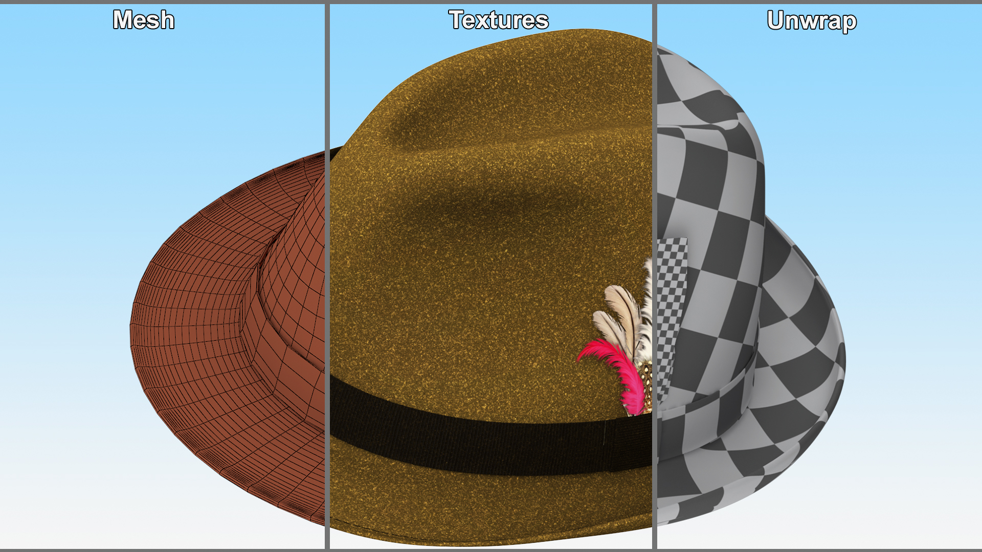 3D Classic Fedora Hat for Men