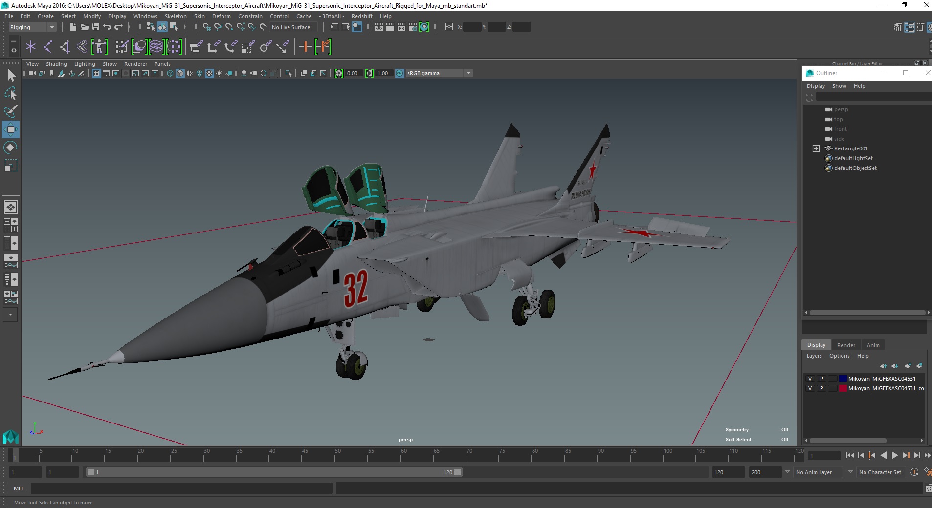 Mikoyan MiG-31 Supersonic Interceptor Aircraft Rigged for Maya 3D