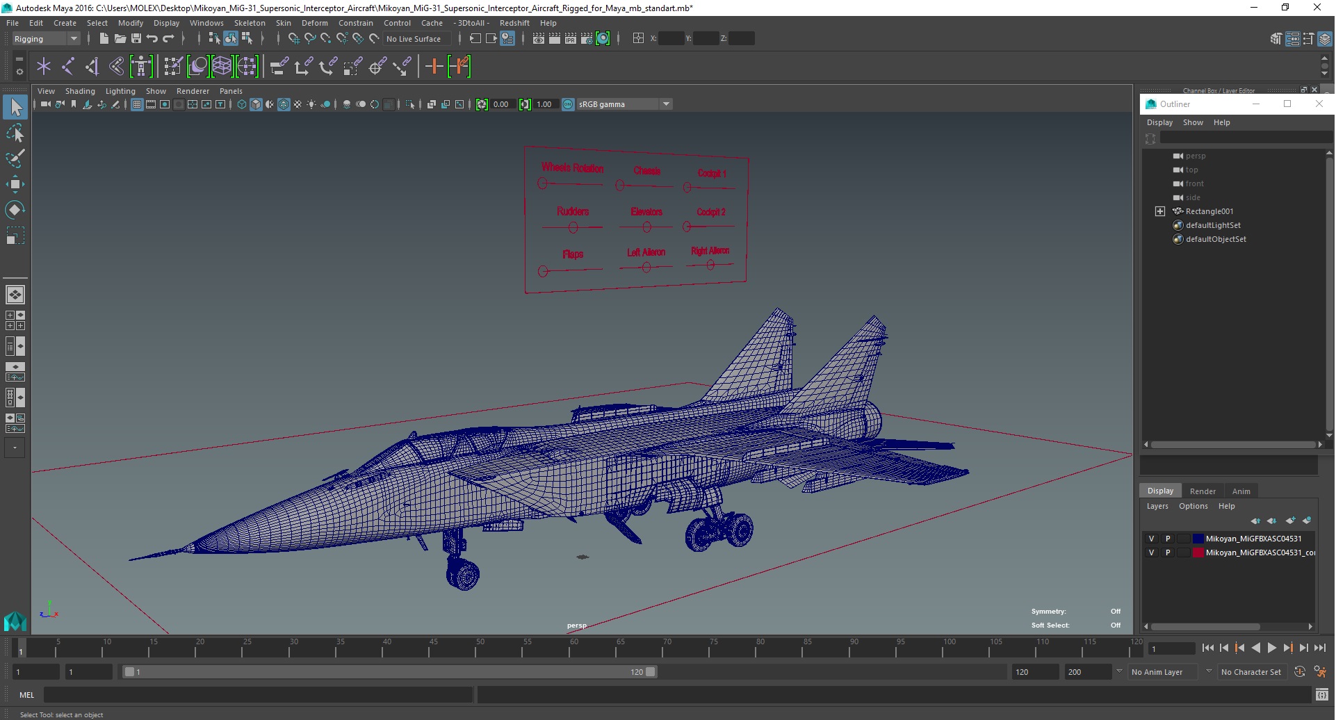 Mikoyan MiG-31 Supersonic Interceptor Aircraft Rigged for Maya 3D