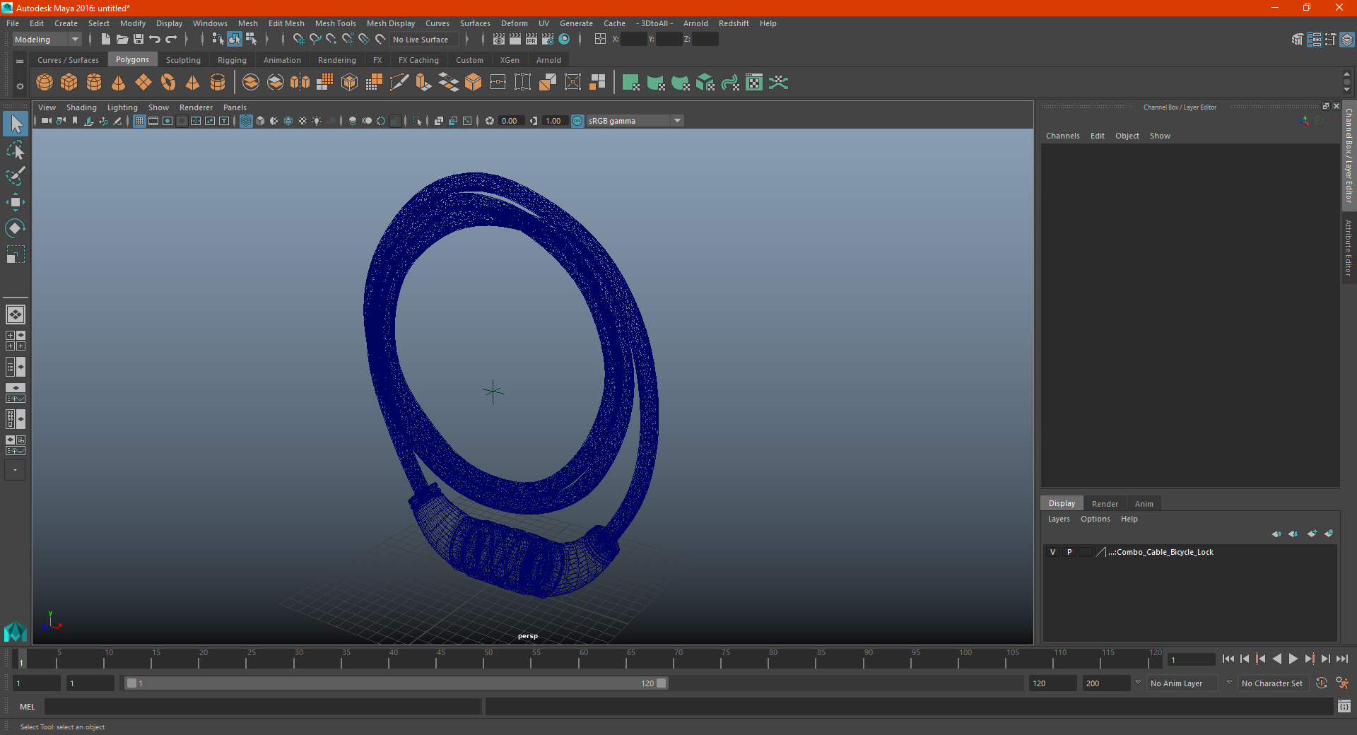 Combo Cable Bicycle Lock 3D model