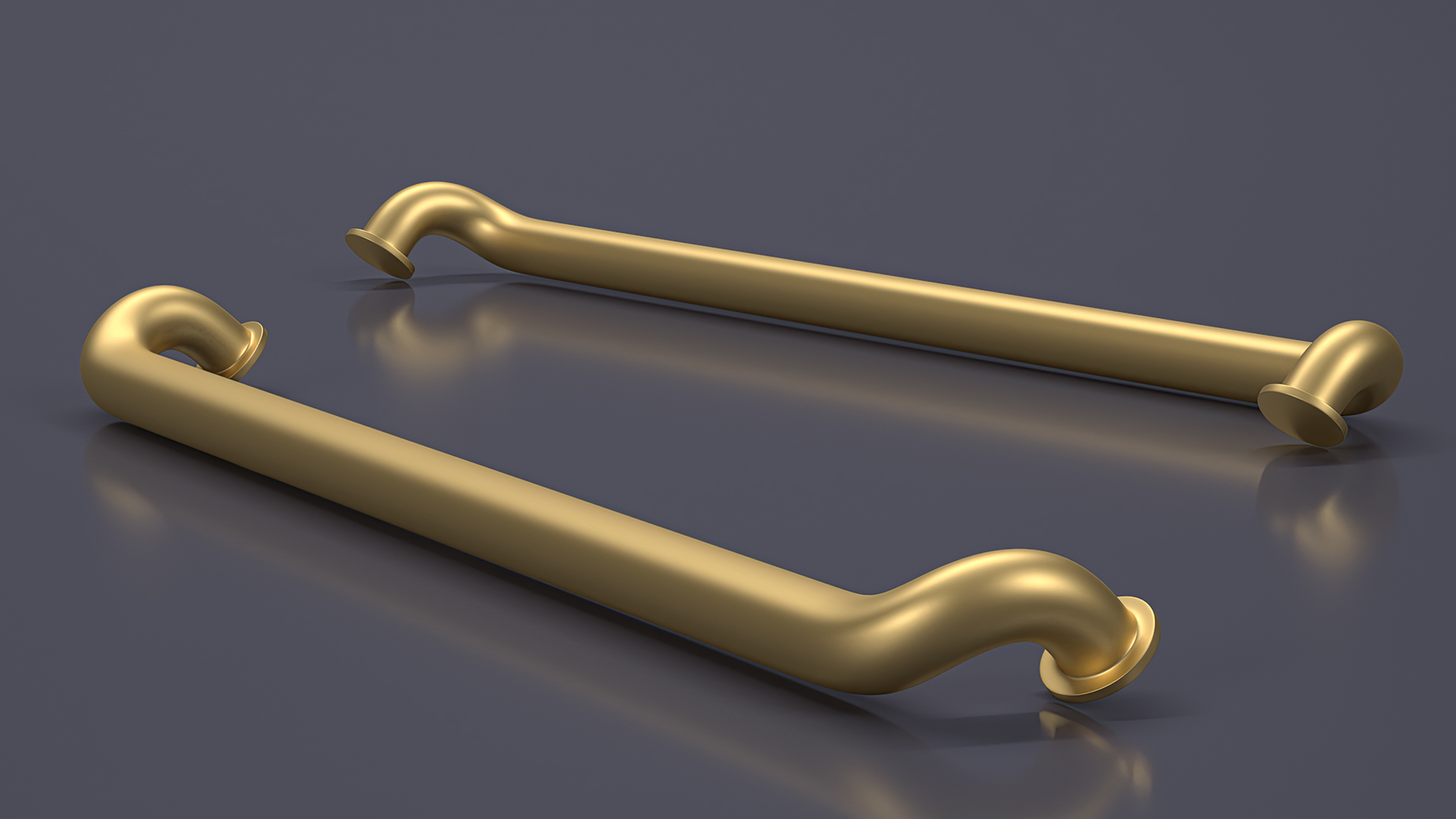 Door Handle Vintage Long Gold 3D model