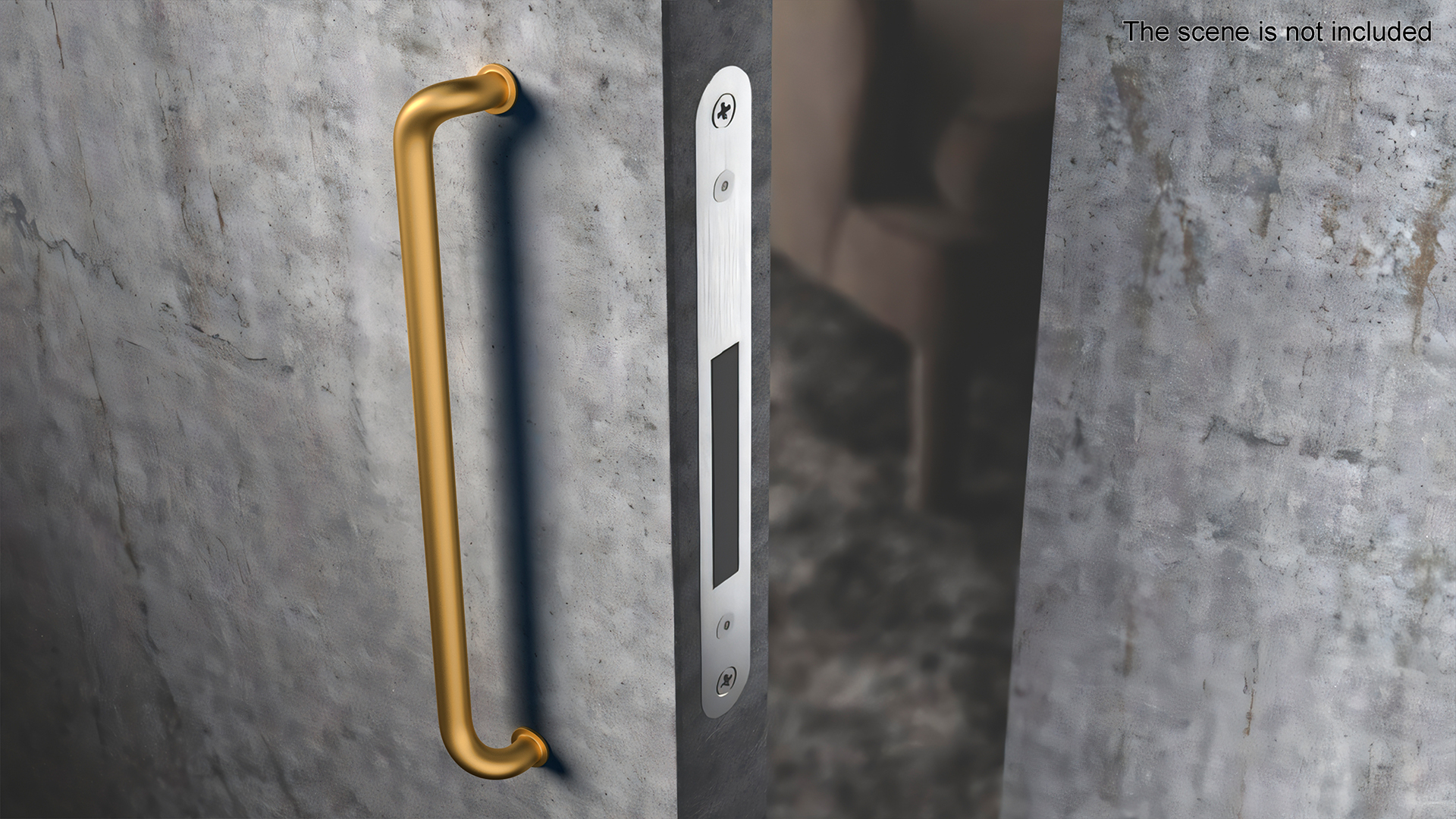 Door Handle Vintage Long Gold 3D model