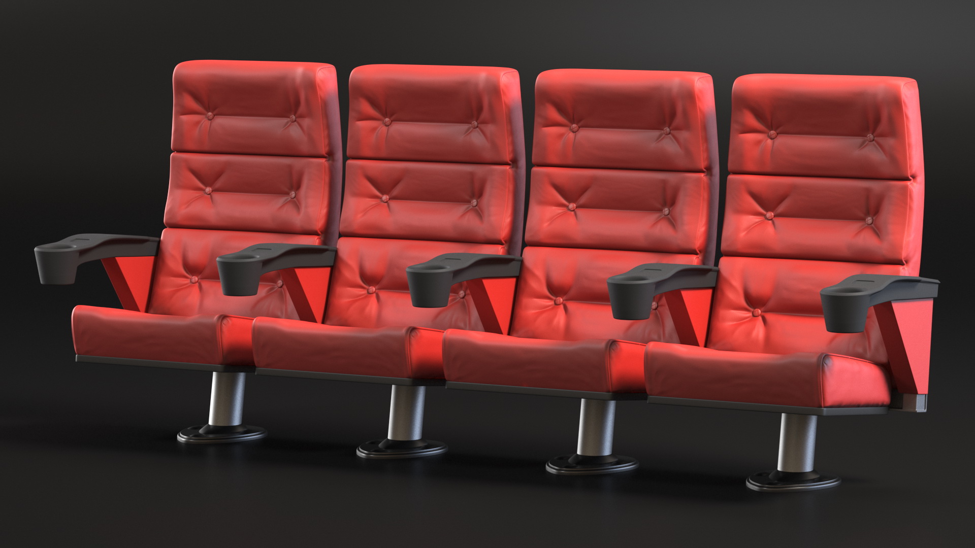 3D Leather Cinema Chairs for Four Places Red