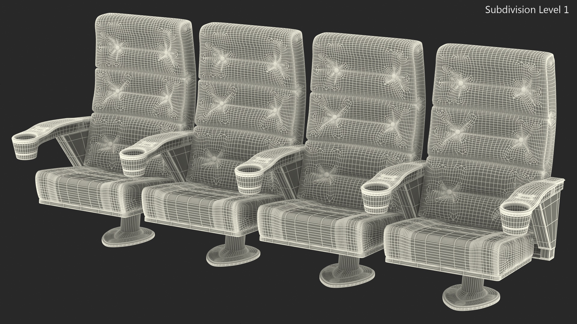 3D Leather Cinema Chairs for Four Places Red