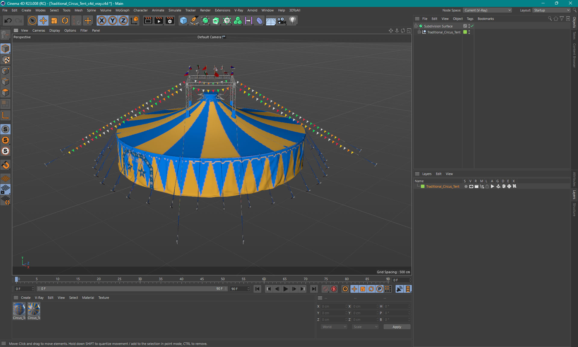 3D Traditional Circus Tent model