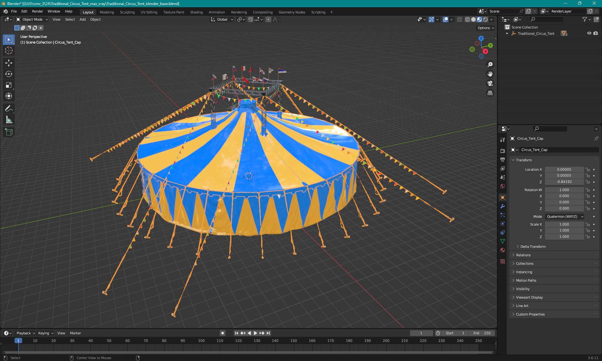 3D Traditional Circus Tent model