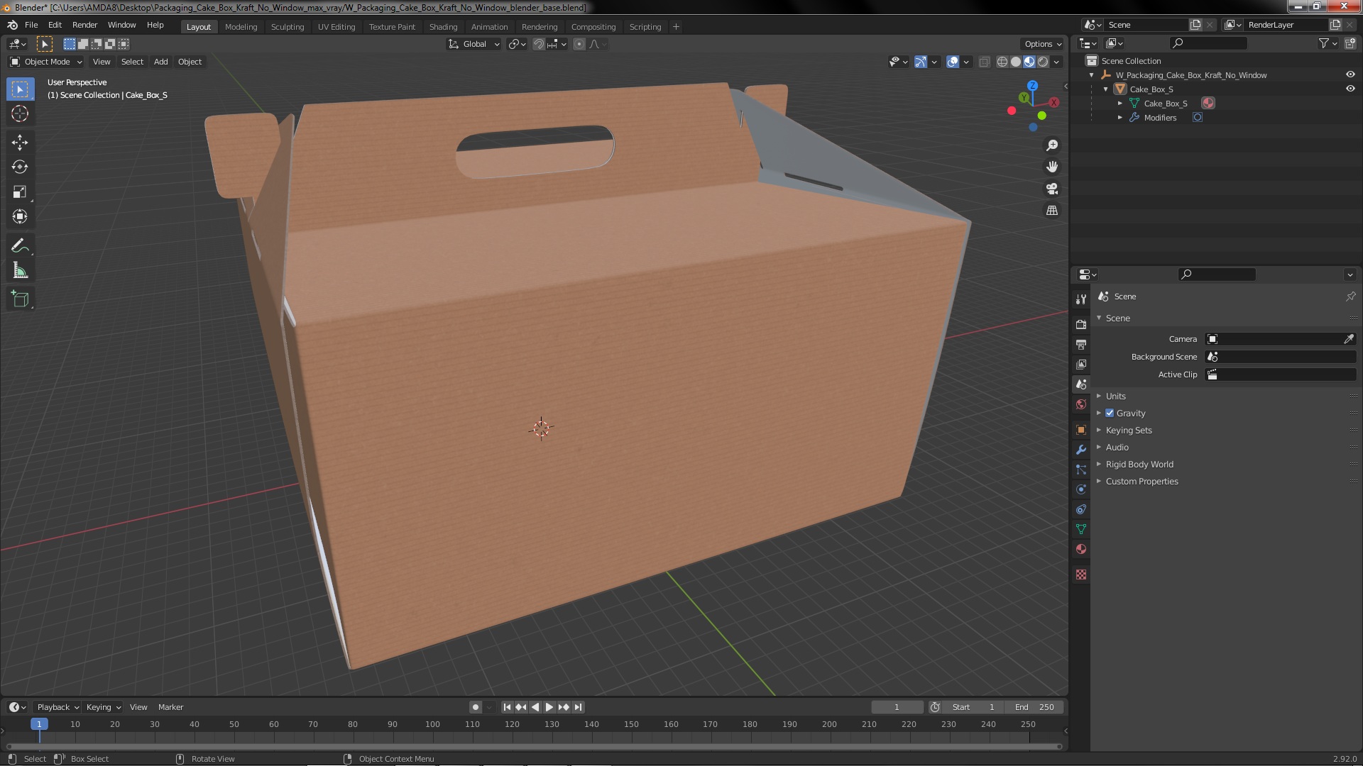 3D W Packaging Cake Box Kraft No Window
