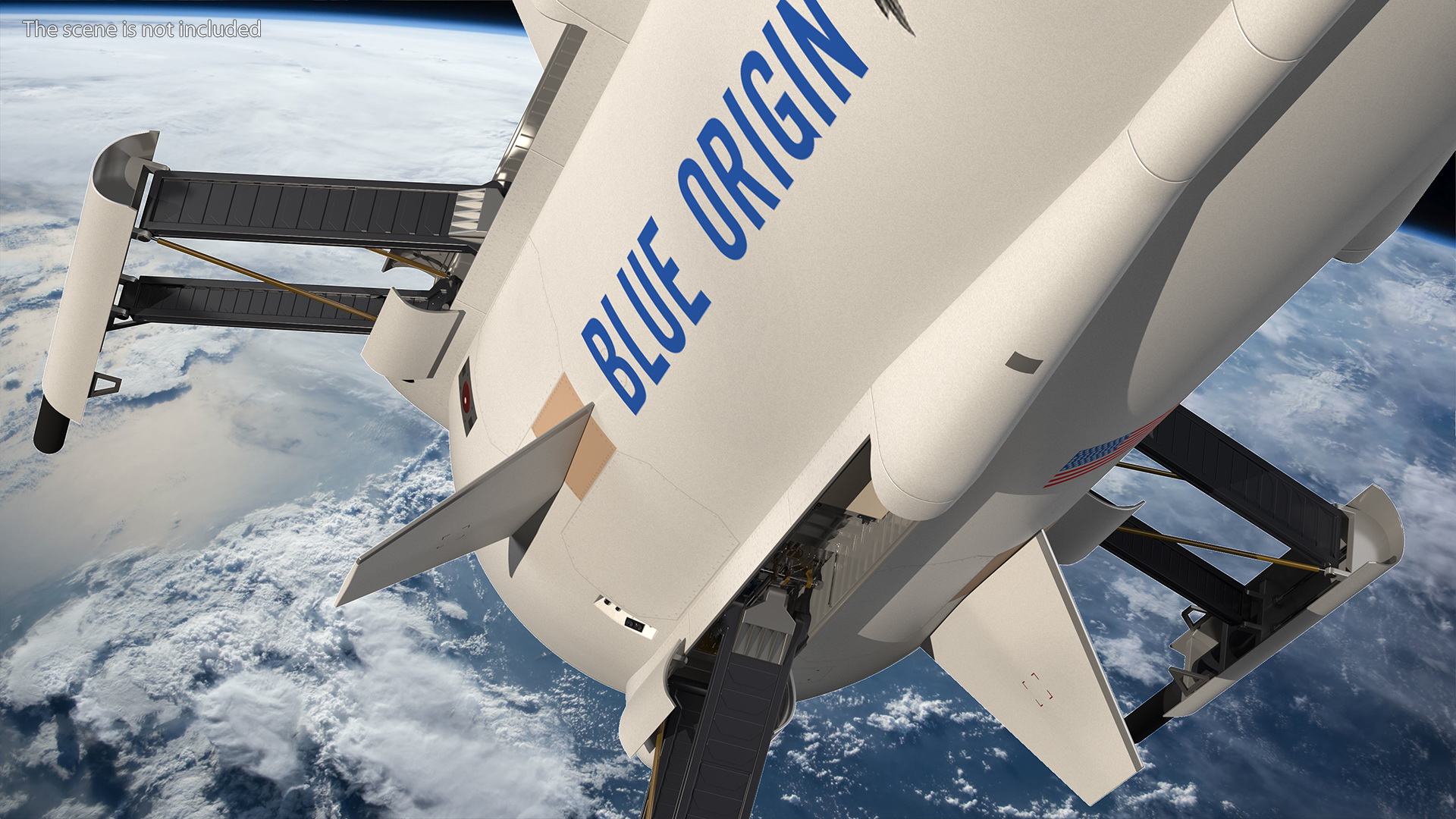 3D model Blue Origin New Shepard Rocket Booster Rigged