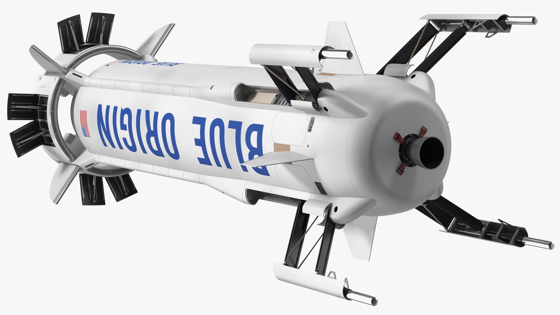 3D model Blue Origin New Shepard Rocket Booster Rigged