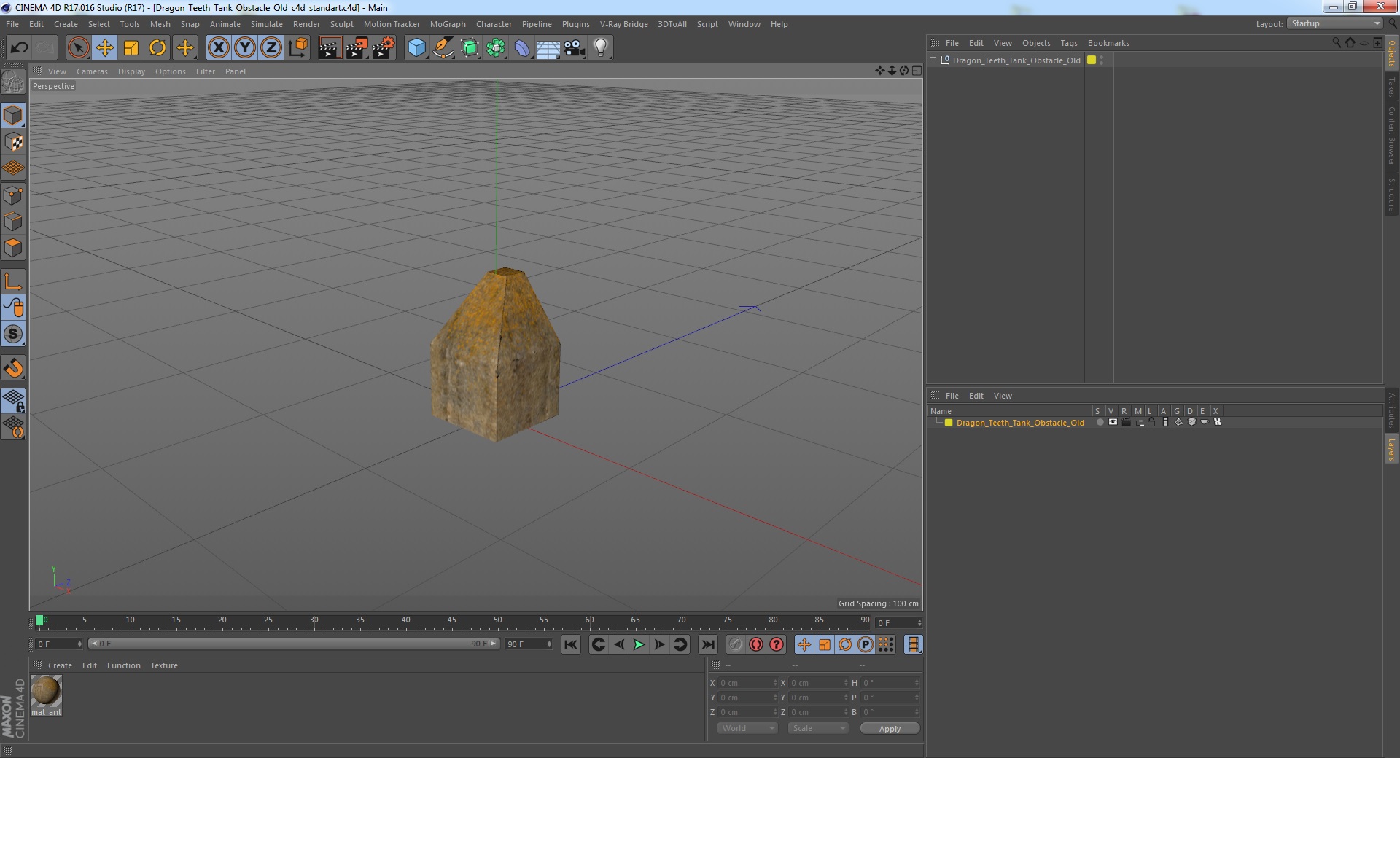 3D model Dragon Teeth Tank Obstacle Old