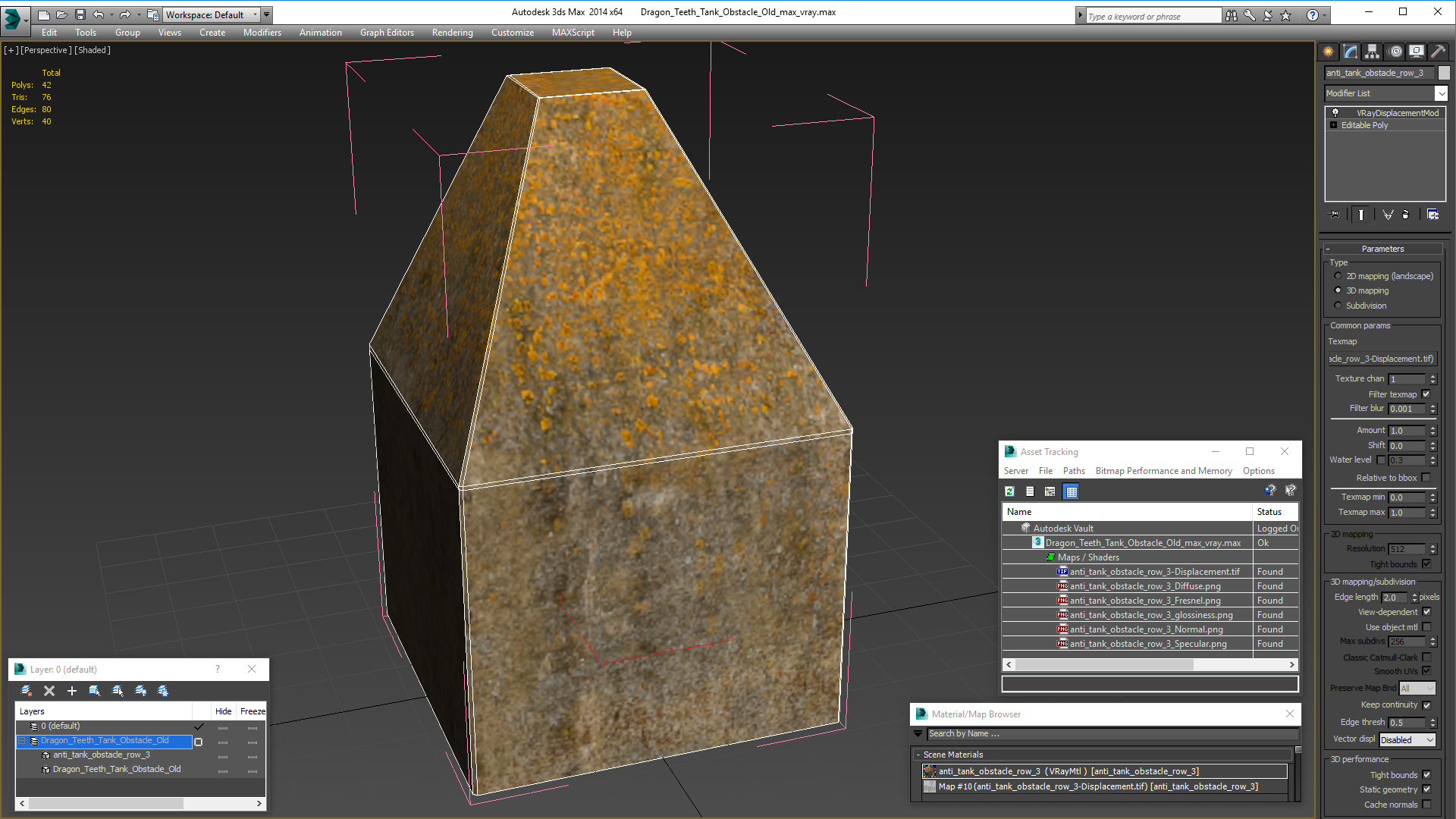 3D model Dragon Teeth Tank Obstacle Old