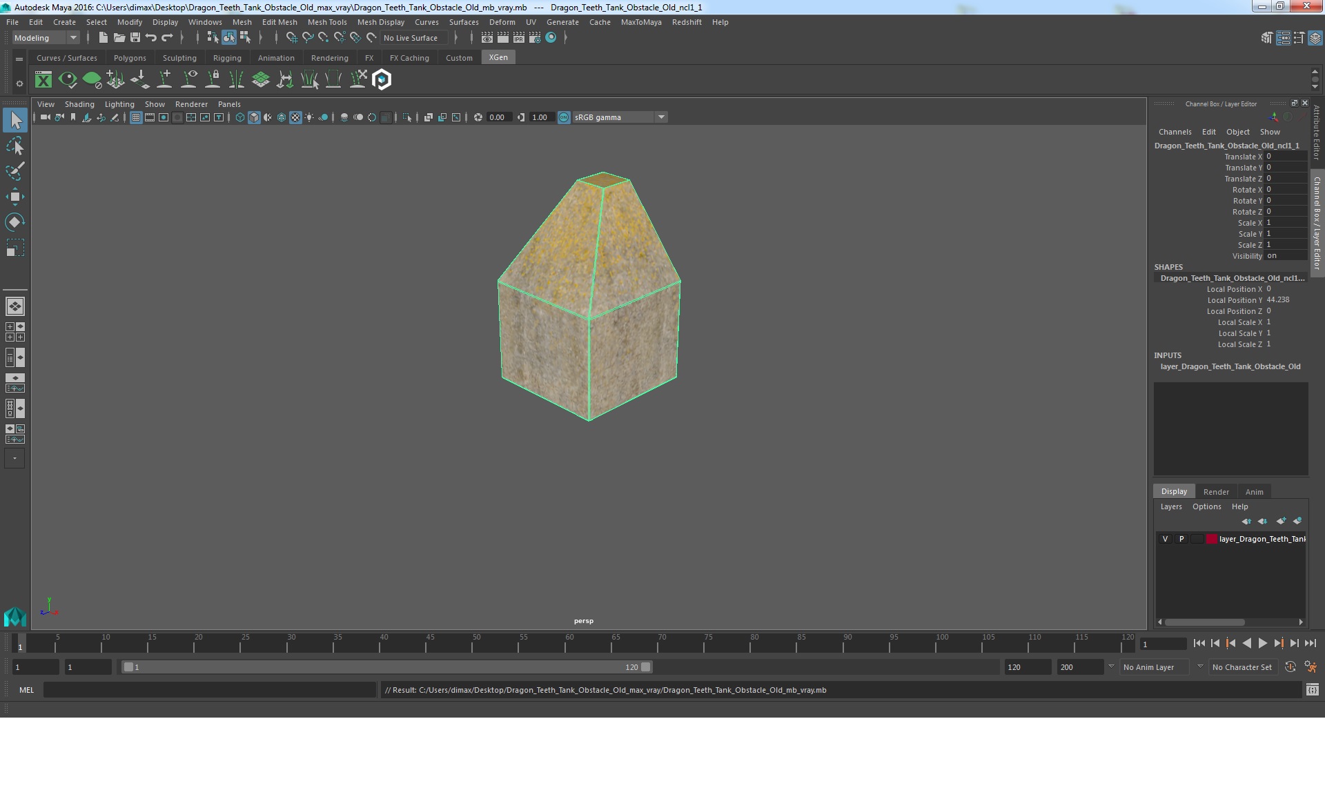 3D model Dragon Teeth Tank Obstacle Old