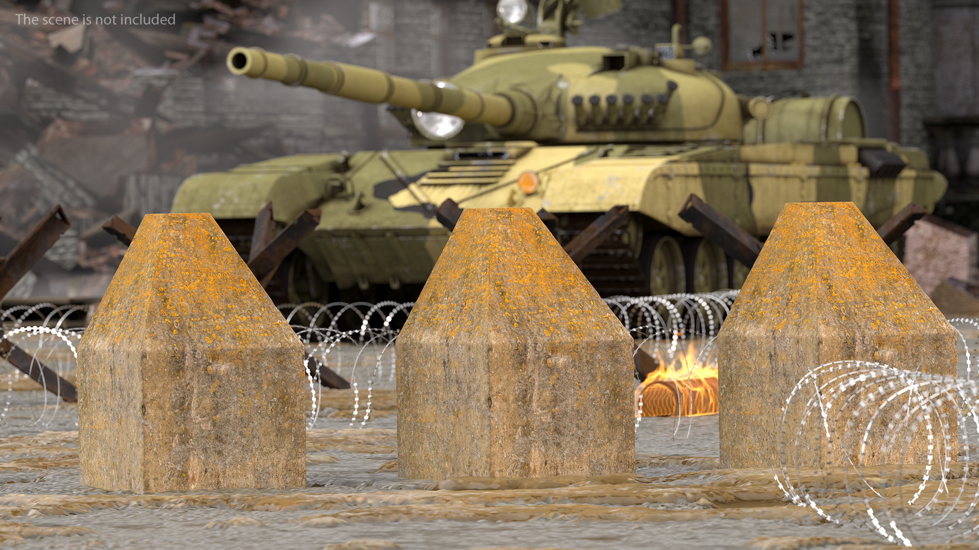 3D model Dragon Teeth Tank Obstacle Old