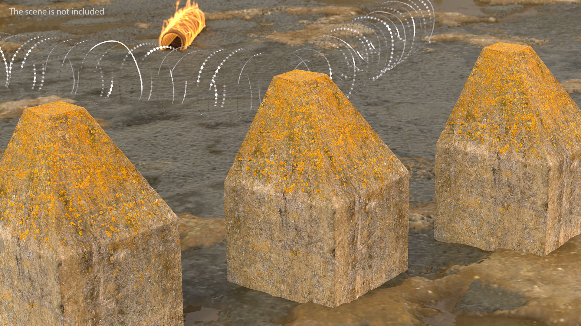 3D model Dragon Teeth Tank Obstacle Old