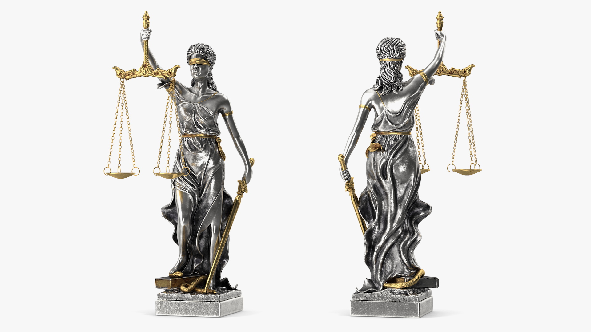 3D Silver Statue Justice