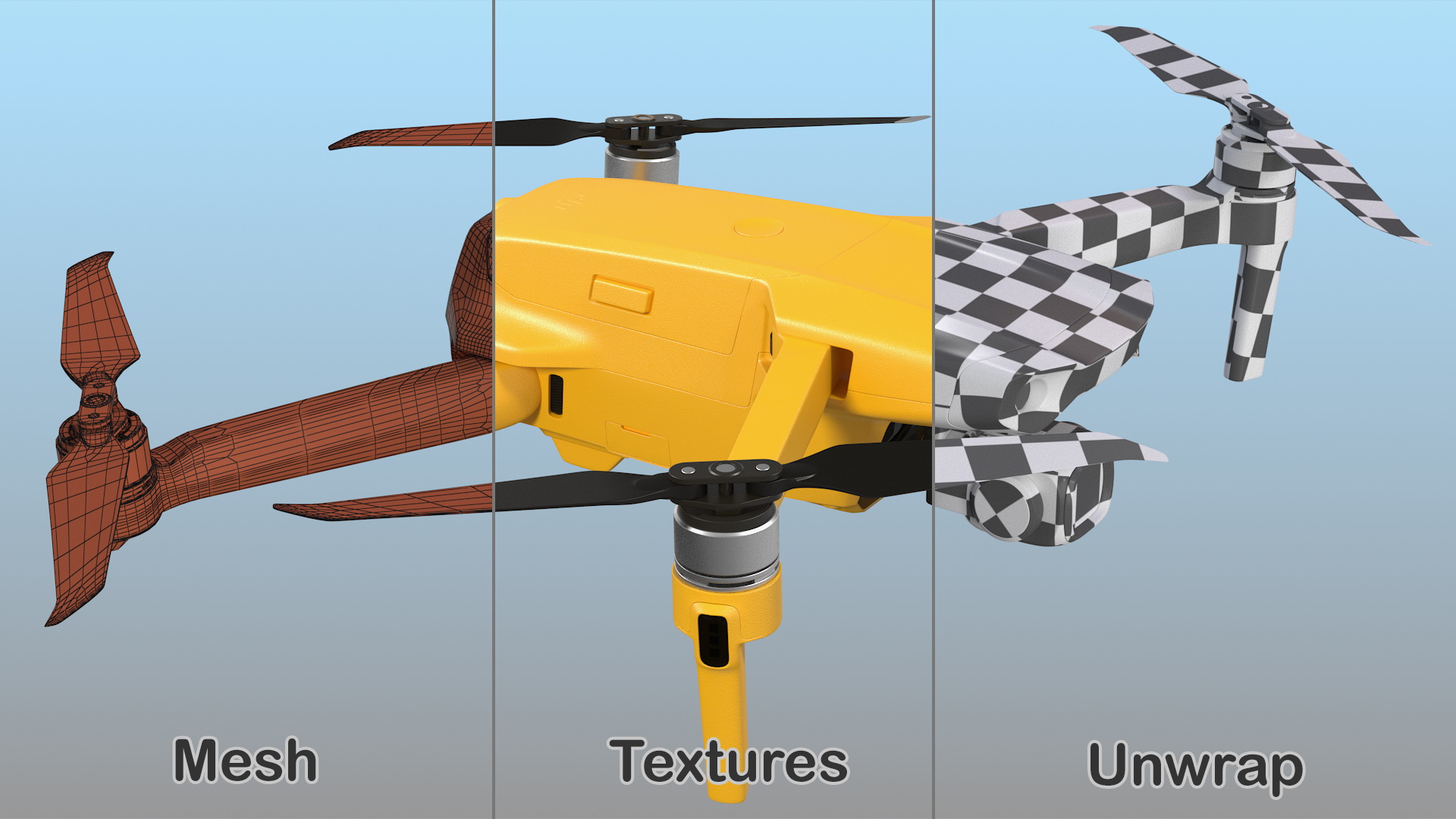 Drone Quadcopter UAV with Camera Rigged 3D model