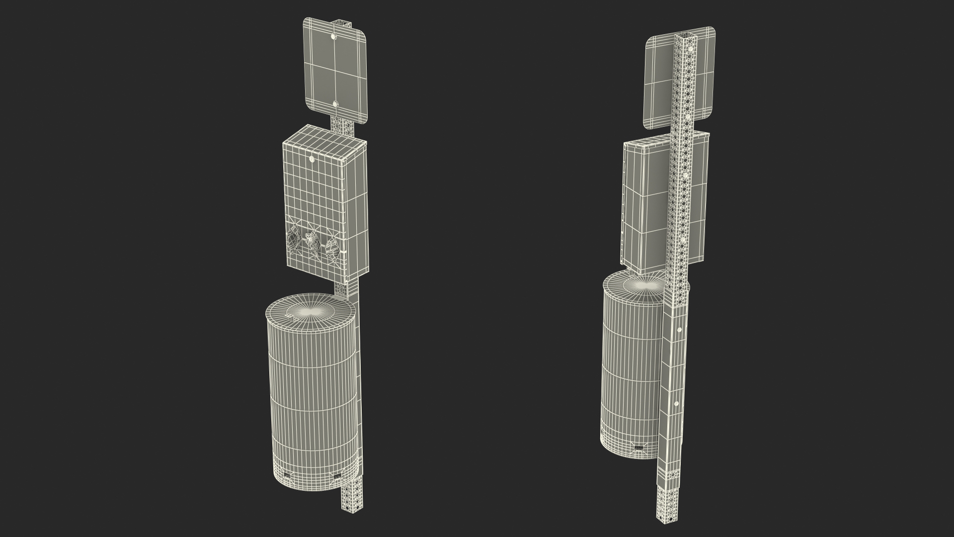 Station for Pet Waste with Round Can Green 3D