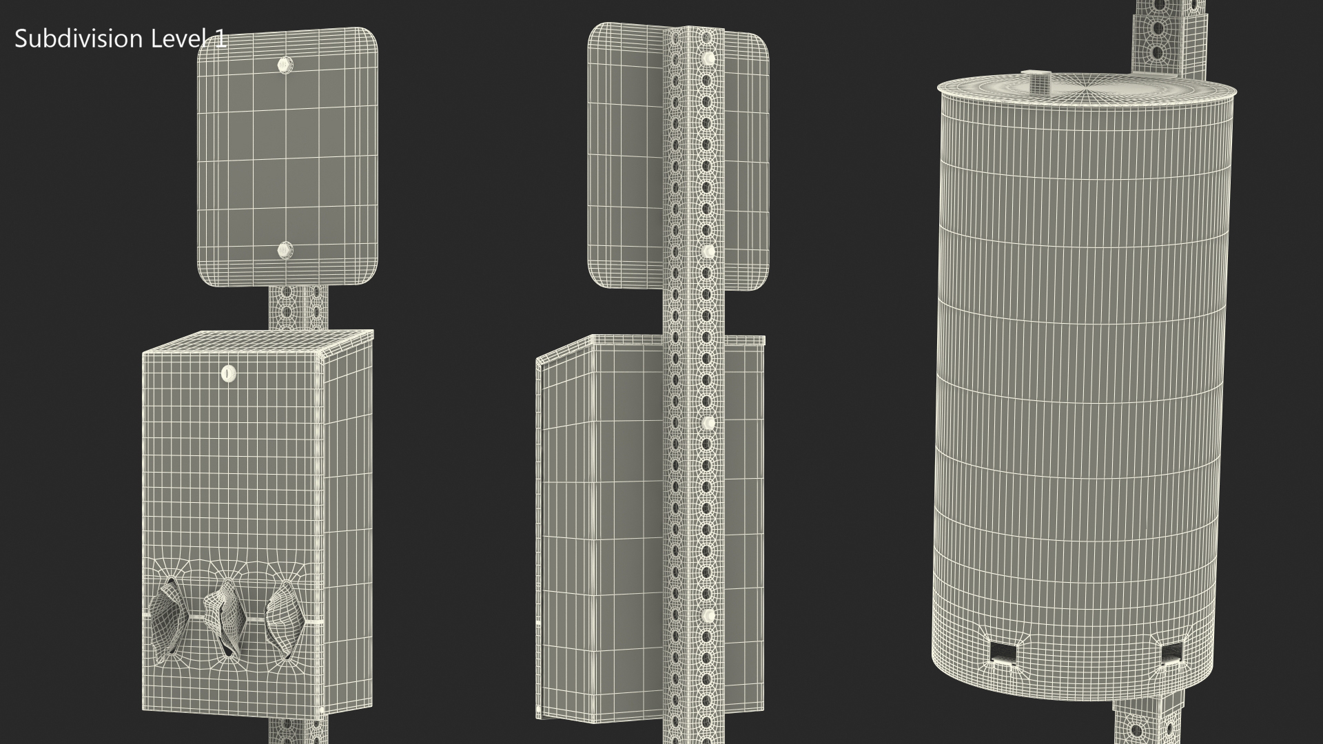 Station for Pet Waste with Round Can Green 3D