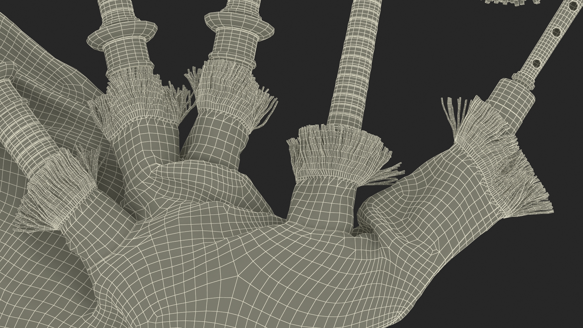 Scottish Bagpipes Instrument Green 3D model