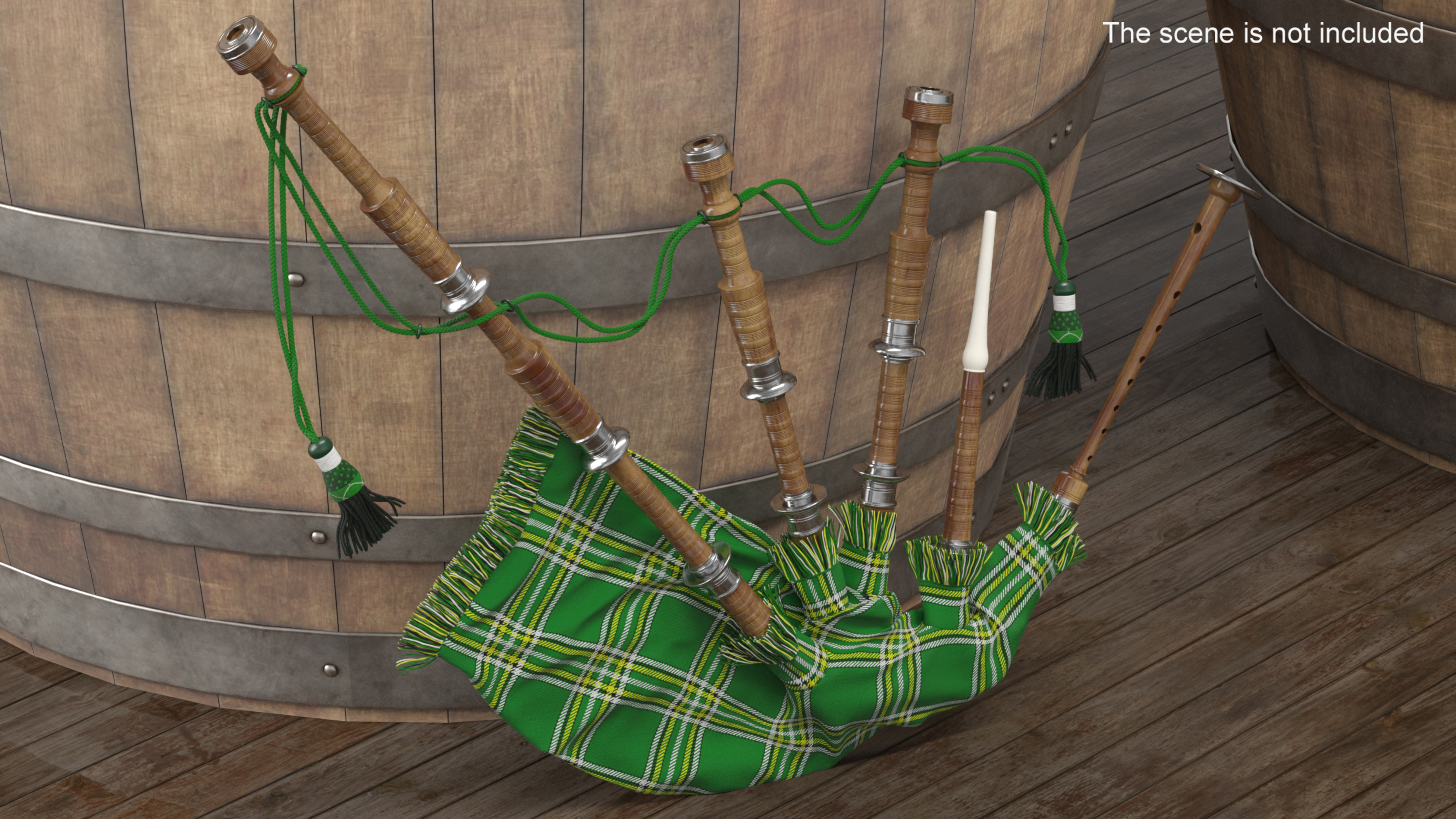 Scottish Bagpipes Instrument Green 3D model