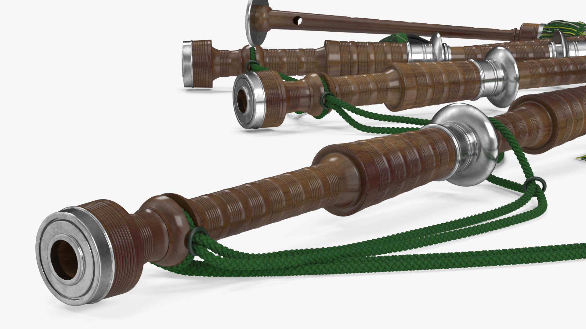 Scottish Bagpipes Instrument Green 3D model