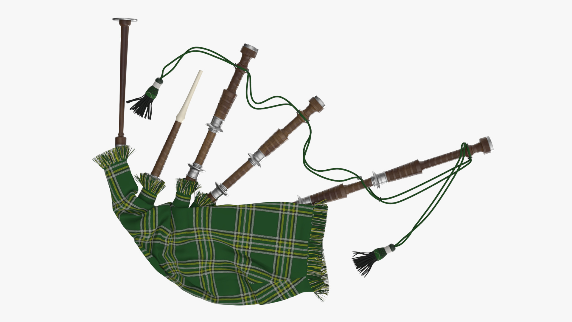 Scottish Bagpipes Instrument Green 3D model