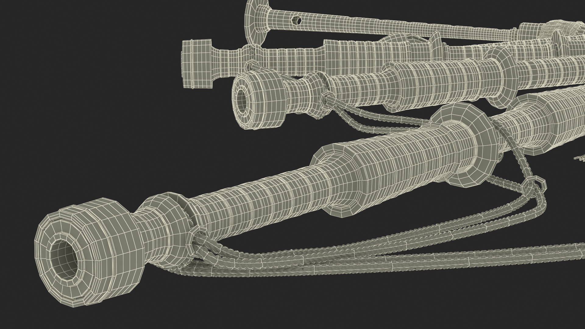 Scottish Bagpipes Instrument Green 3D model