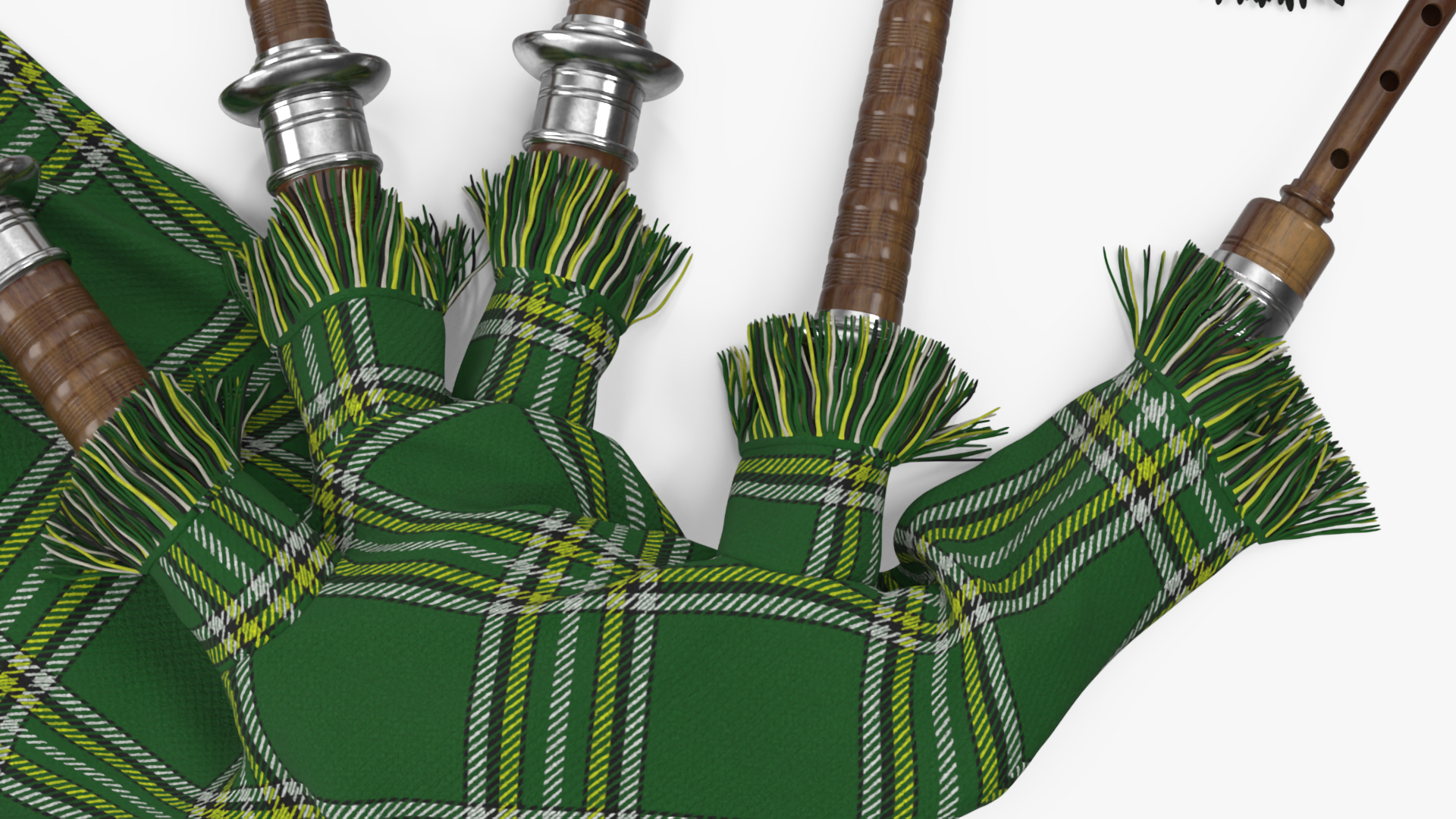 Scottish Bagpipes Instrument Green 3D model