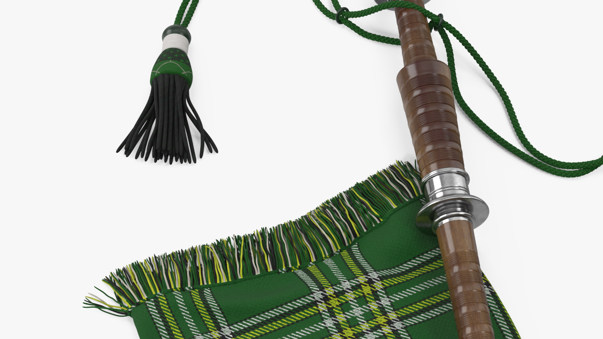 Scottish Bagpipes Instrument Green 3D model