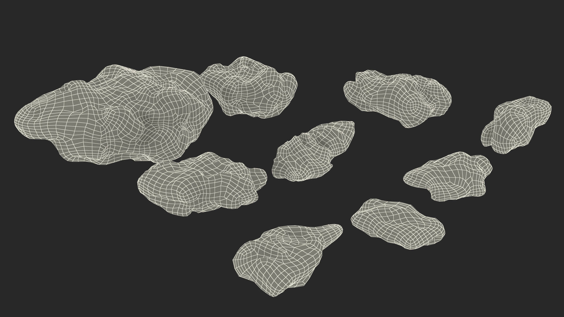 Silver Natural Minerals Stones Set 3D model