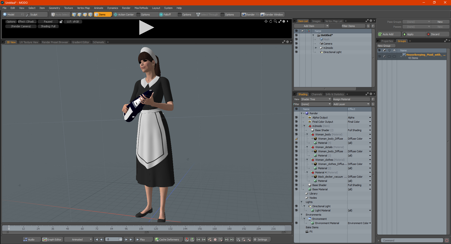 3D Housekeeping Maid with Handheld Vacuum Cleaner