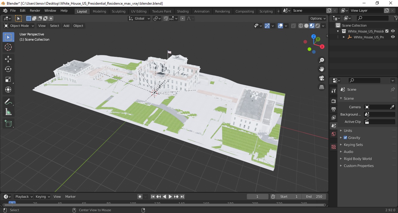 White House US Presidential Residence 3D