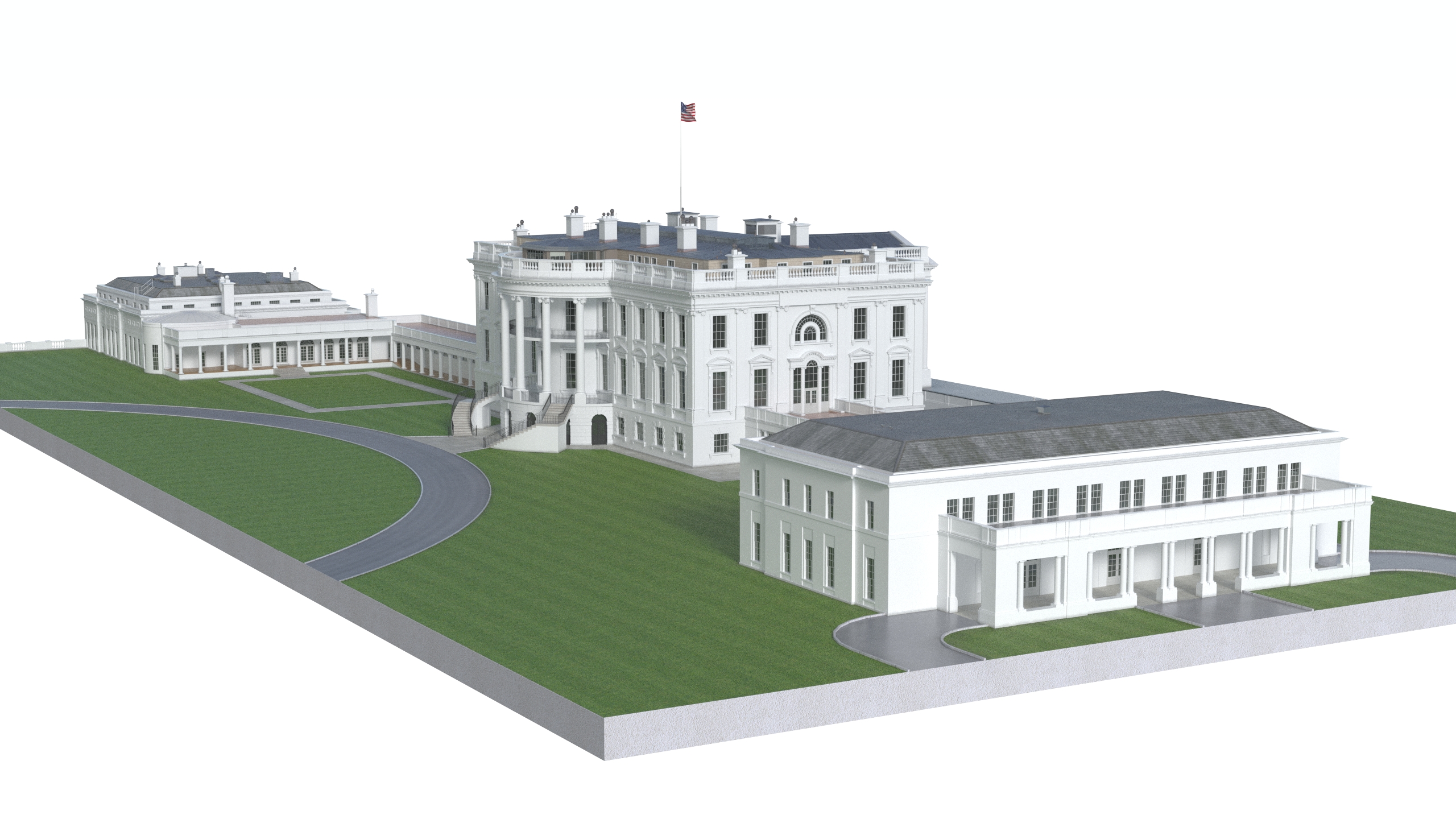White House US Presidential Residence 3D