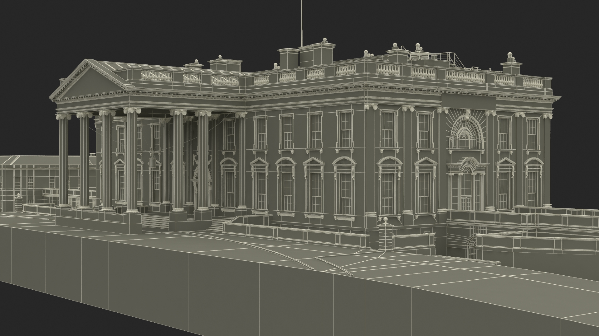 White House US Presidential Residence 3D