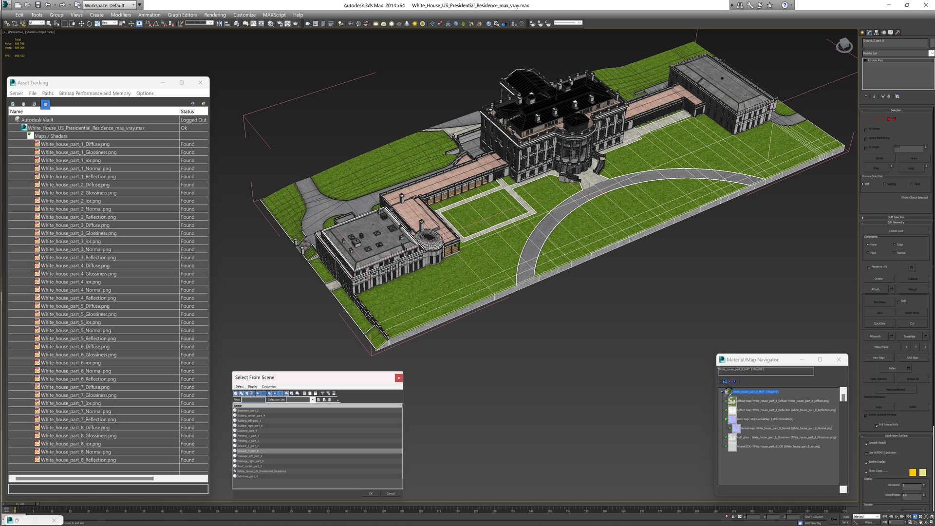 White House US Presidential Residence 3D